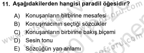 Kültürlerarası İletişim Dersi 2016 - 2017 Yılı (Final) Dönem Sonu Sınavı 11. Soru