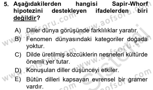 Kültürlerarası İletişim Dersi 2016 - 2017 Yılı (Final) Dönem Sonu Sınav Soruları 5. Soru