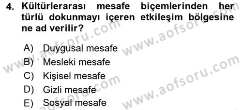 Kültürlerarası İletişim Dersi 2017 - 2018 Yılı 3 Ders Sınav Soruları 4. Soru