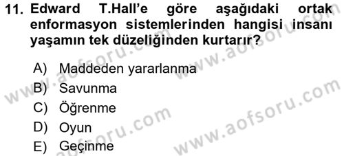 Kültürlerarası İletişim Dersi 2017 - 2018 Yılı (Vize) Ara Sınavı 11. Soru