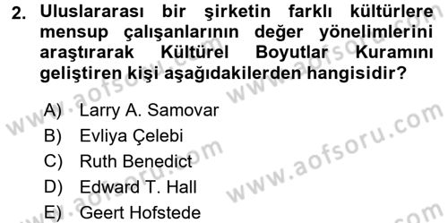 Kültürlerarası İletişim Dersi 2017 - 2018 Yılı (Vize) Ara Sınav Soruları 2. Soru