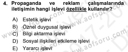 Kültürlerarası İletişim Dersi 2017 - 2018 Yılı (Vize) Ara Sınav Soruları 4. Soru