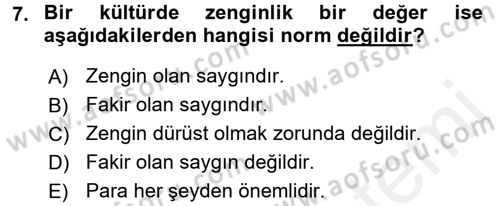 Kültürlerarası İletişim Dersi 2017 - 2018 Yılı (Vize) Ara Sınav Soruları 7. Soru