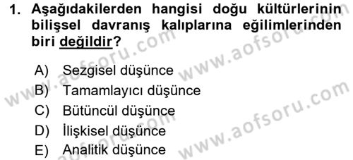 Kültürlerarası İletişim Dersi 2017 - 2018 Yılı (Final) Dönem Sonu Sınav Soruları 1. Soru