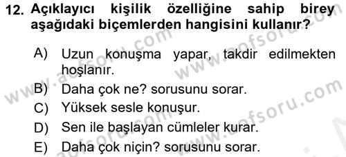 Kültürlerarası İletişim Dersi 2017 - 2018 Yılı (Final) Dönem Sonu Sınav Soruları 12. Soru