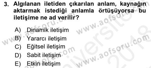 Kültürlerarası İletişim Dersi 2017 - 2018 Yılı (Final) Dönem Sonu Sınav Soruları 3. Soru