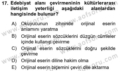 Kültürlerarası İletişim Dersi 2018 - 2019 Yılı 3 Ders Sınav Soruları 17. Soru