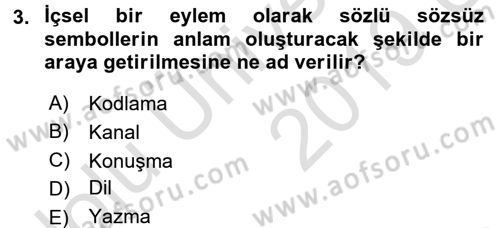 Kültürlerarası İletişim Dersi 2018 - 2019 Yılı 3 Ders Sınav Soruları 3. Soru