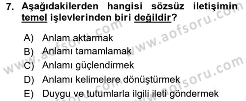 Kültürlerarası İletişim Dersi 2018 - 2019 Yılı 3 Ders Sınav Soruları 7. Soru