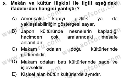 Kültürlerarası İletişim Dersi 2018 - 2019 Yılı 3 Ders Sınav Soruları 8. Soru