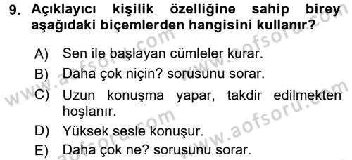Kültürlerarası İletişim Dersi 2018 - 2019 Yılı 3 Ders Sınav Soruları 9. Soru