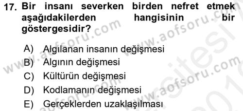 Kültürlerarası İletişim Dersi 2018 - 2019 Yılı (Vize) Ara Sınavı 17. Soru