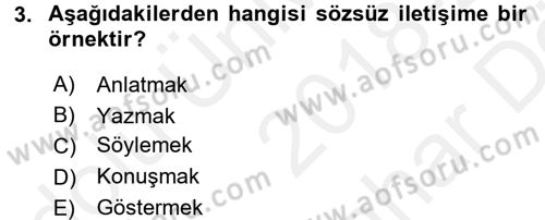 Kültürlerarası İletişim Dersi 2018 - 2019 Yılı (Vize) Ara Sınavı 3. Soru