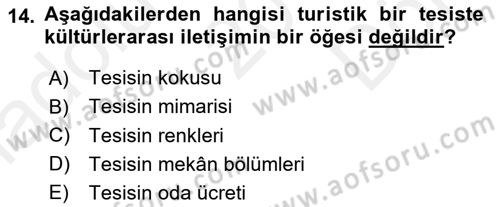 Kültürlerarası İletişim Dersi 2018 - 2019 Yılı (Final) Dönem Sonu Sınav Soruları 14. Soru