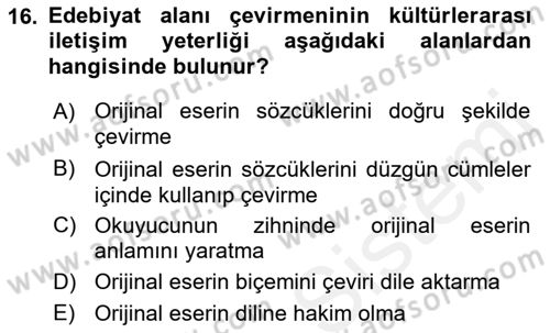 Kültürlerarası İletişim Dersi 2018 - 2019 Yılı (Final) Dönem Sonu Sınav Soruları 16. Soru