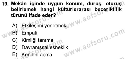 Kültürlerarası İletişim Dersi 2018 - 2019 Yılı (Final) Dönem Sonu Sınav Soruları 19. Soru