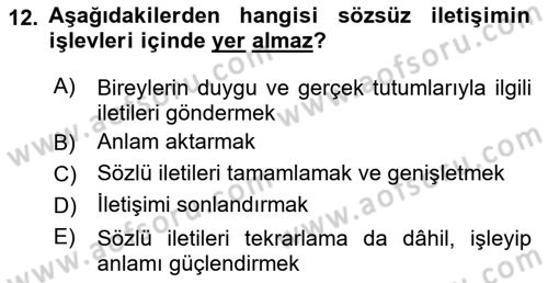 Kültürlerarası İletişim Dersi 2018 - 2019 Yılı Yaz Okulu Sınav Soruları 12. Soru