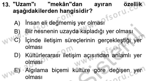 Kültürlerarası İletişim Dersi 2018 - 2019 Yılı Yaz Okulu Sınav Soruları 13. Soru