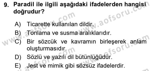 Kültürlerarası İletişim Dersi 2018 - 2019 Yılı Yaz Okulu Sınav Soruları 9. Soru