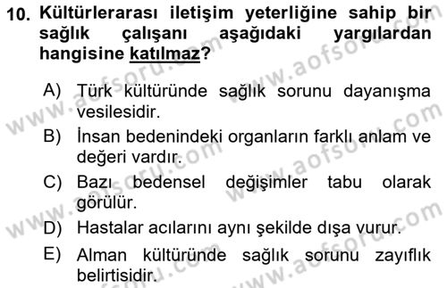 Kültürlerarası İletişim Dersi 2020 - 2021 Yılı Yaz Okulu Sınav Soruları 10. Soru