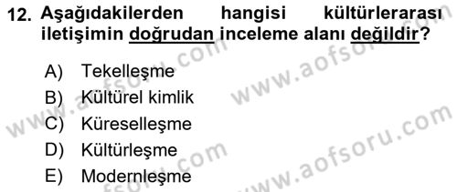 Kültürlerarası İletişim Dersi 2020 - 2021 Yılı Yaz Okulu Sınav Soruları 12. Soru