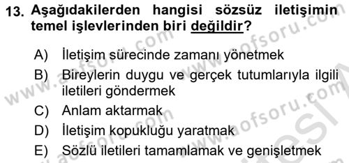 Kültürlerarası İletişim Dersi 2020 - 2021 Yılı Yaz Okulu Sınav Soruları 13. Soru