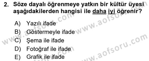 Kültürlerarası İletişim Dersi 2020 - 2021 Yılı Yaz Okulu Sınav Soruları 2. Soru