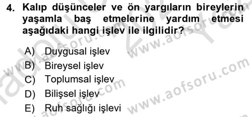 Kültürlerarası İletişim Dersi 2020 - 2021 Yılı Yaz Okulu Sınav Soruları 4. Soru