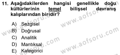 Kültürlerarası İletişim Dersi 2021 - 2022 Yılı (Vize) Ara Sınav Soruları 11. Soru