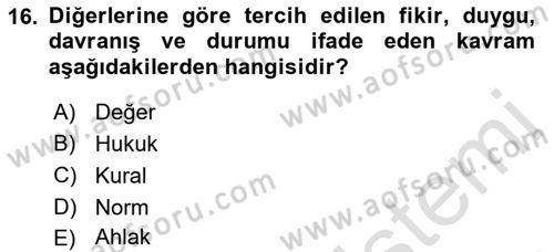 Kültürlerarası İletişim Dersi 2021 - 2022 Yılı (Vize) Ara Sınav Soruları 16. Soru