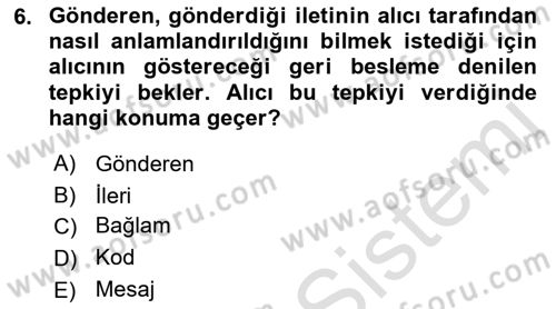 Kültürlerarası İletişim Dersi 2021 - 2022 Yılı (Vize) Ara Sınav Soruları 6. Soru