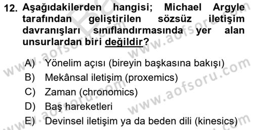 Kültürlerarası İletişim Dersi 2021 - 2022 Yılı (Final) Dönem Sonu Sınav Soruları 12. Soru