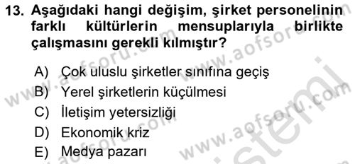 Kültürlerarası İletişim Dersi 2021 - 2022 Yılı (Final) Dönem Sonu Sınav Soruları 13. Soru