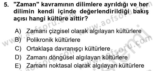 Kültürlerarası İletişim Dersi 2021 - 2022 Yılı (Final) Dönem Sonu Sınav Soruları 5. Soru