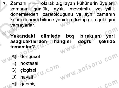 Kültürlerarası İletişim Dersi 2021 - 2022 Yılı (Final) Dönem Sonu Sınav Soruları 7. Soru