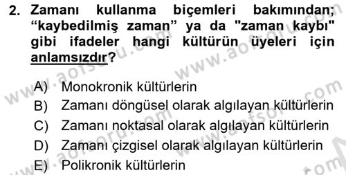 Kültürlerarası İletişim Dersi 2021 - 2022 Yılı Yaz Okulu Sınav Soruları 2. Soru