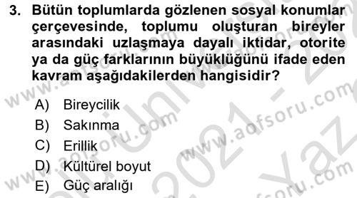 Kültürlerarası İletişim Dersi 2021 - 2022 Yılı Yaz Okulu Sınav Soruları 3. Soru