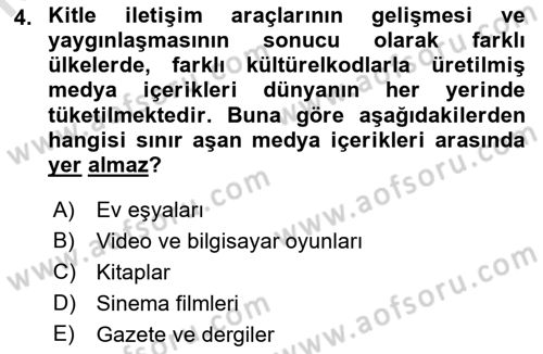 Kültürlerarası İletişim Dersi 2021 - 2022 Yılı Yaz Okulu Sınav Soruları 4. Soru
