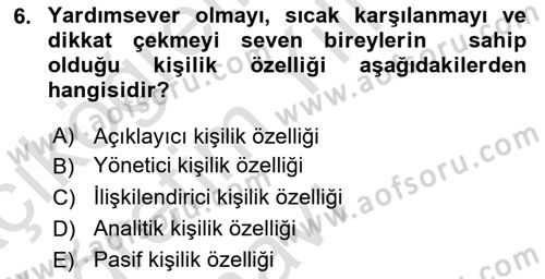 Kültürlerarası İletişim Dersi 2021 - 2022 Yılı Yaz Okulu Sınav Soruları 6. Soru