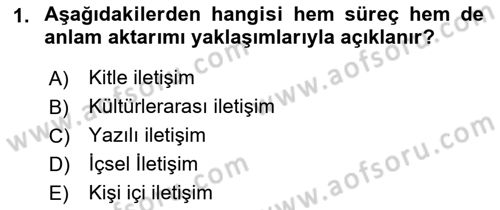 Kültürlerarası İletişim Dersi 2022 - 2023 Yılı Yaz Okulu Sınav Soruları 1. Soru