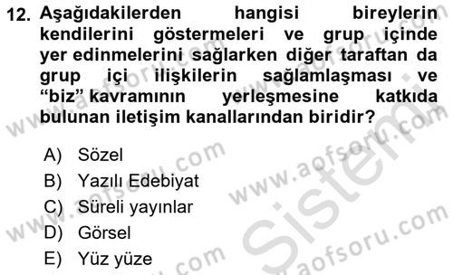 Kültürlerarası İletişim Dersi 2022 - 2023 Yılı Yaz Okulu Sınav Soruları 12. Soru