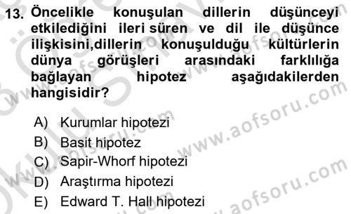 Kültürlerarası İletişim Dersi 2022 - 2023 Yılı Yaz Okulu Sınav Soruları 13. Soru