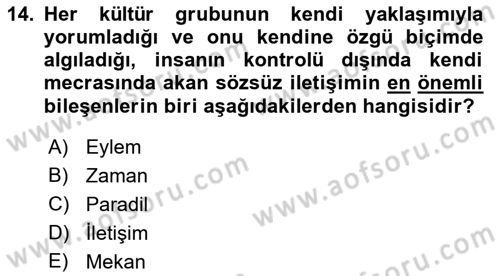 Kültürlerarası İletişim Dersi 2022 - 2023 Yılı Yaz Okulu Sınav Soruları 14. Soru