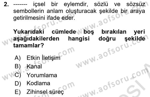 Kültürlerarası İletişim Dersi 2022 - 2023 Yılı Yaz Okulu Sınav Soruları 2. Soru