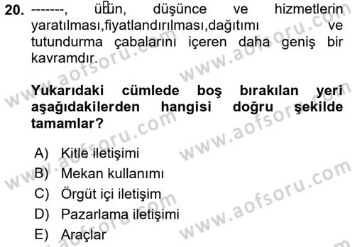 Kültürlerarası İletişim Dersi 2022 - 2023 Yılı Yaz Okulu Sınav Soruları 20. Soru