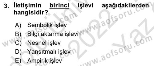 Kültürlerarası İletişim Dersi 2022 - 2023 Yılı Yaz Okulu Sınav Soruları 3. Soru