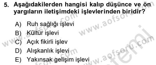 Kültürlerarası İletişim Dersi 2022 - 2023 Yılı Yaz Okulu Sınav Soruları 5. Soru