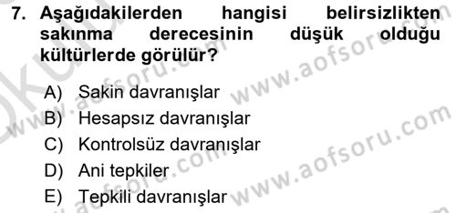 Kültürlerarası İletişim Dersi 2022 - 2023 Yılı Yaz Okulu Sınav Soruları 7. Soru