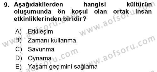 Kültürlerarası İletişim Dersi 2022 - 2023 Yılı Yaz Okulu Sınav Soruları 9. Soru