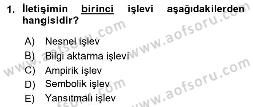 Kültürlerarası İletişim Dersi 2023 - 2024 Yılı (Vize) Ara Sınav Soruları 1. Soru